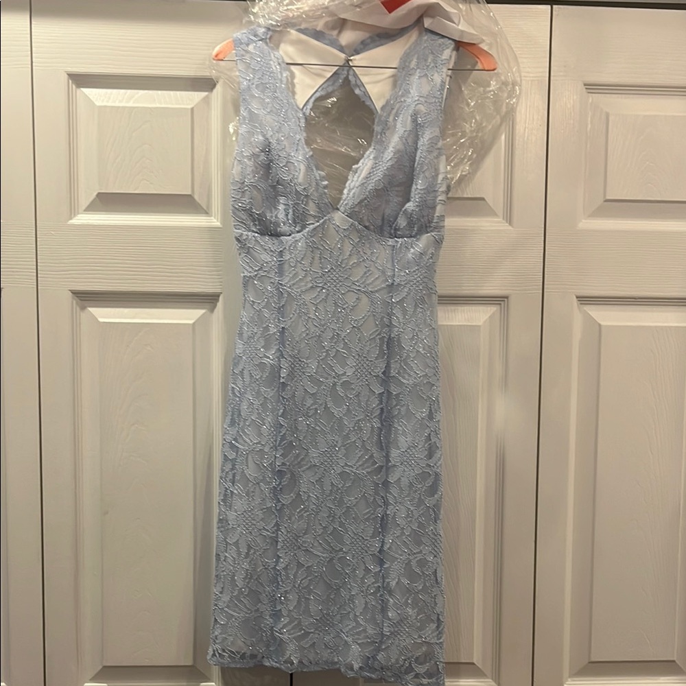 Elegant Blue Lace Dress